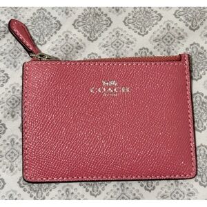 Coach Pink Leather Glitter Key Pouch Card Holder